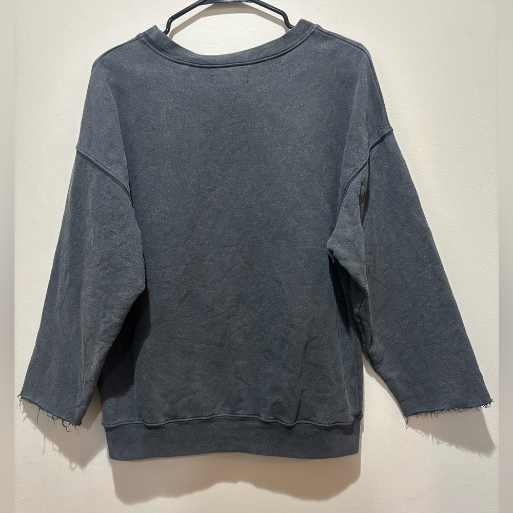 Annie Bing Tiger Sweatshirt Gray/Black Size Small Frayed Sleeves - Picture 7 of 12